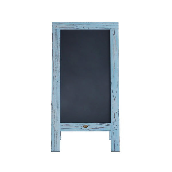 Robin Blue,40inchH x 20inchW |#| Indoor/Outdoor 40x20 Freestanding Robin Blue Wood A-Frame Magnetic Chalkboard