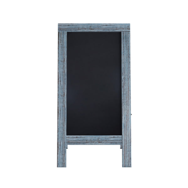 Rustic Blue,40inchH x 20inchW |#| Indoor/Outdoor 40x20 Freestanding Blue Wood A-Frame Magnetic Chalkboard