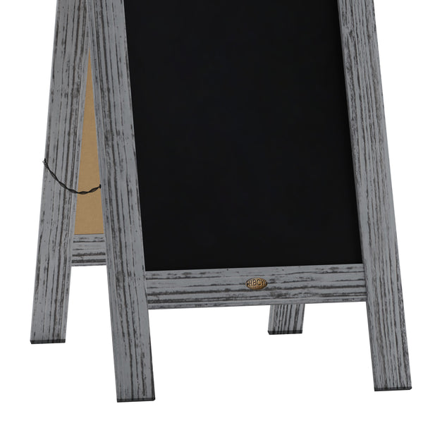 Graywash,40inchH x 20inchW |#| Indoor/Outdoor 40x20 Freestanding Graywash Wood A-Frame Magnetic Chalkboard