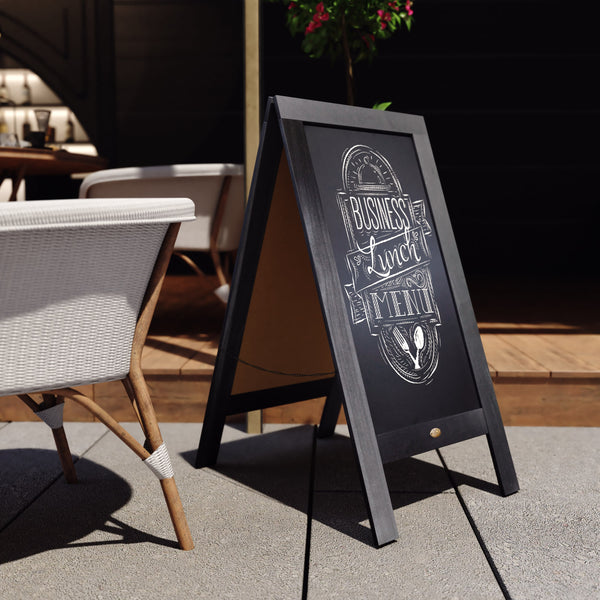 Black,40inchH x 20inchW |#| Indoor/Outdoor 40x20 Freestanding Black Wood A-Frame Magnetic Chalkboard