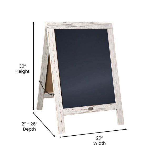 White Wash,30inchH x 20inchW |#| Indoor/Outdoor 30x20 Freestanding Whitewashed Wood A-Frame Magnetic Chalkboard