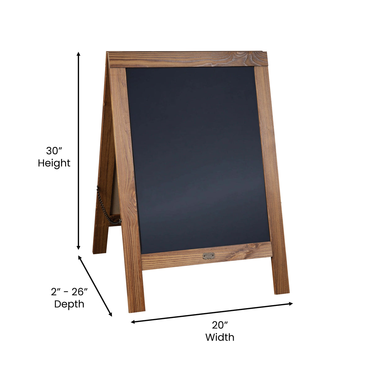 Torched Brown,30inchH x 20inchW |#| Indoor/Outdoor 30x20 Freestanding Torched Brown Wood A-Frame Magnetic Chalkboard