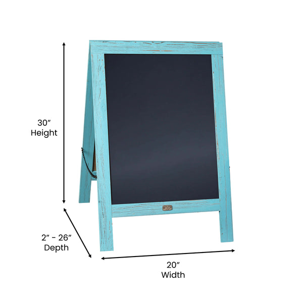 Robin Blue,30inchH x 20inchW |#| Indoor/Outdoor 30x20 Freestanding Robin Blue Wood A-Frame Magnetic Chalkboard