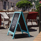 Robin Blue,30inchH x 20inchW |#| Indoor/Outdoor 30x20 Freestanding Robin Blue Wood A-Frame Magnetic Chalkboard