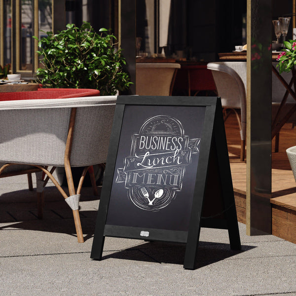 Black,30inchH x 20inchW |#| Indoor/Outdoor 30x20 Freestanding Black Wood A-Frame Magnetic Chalkboard