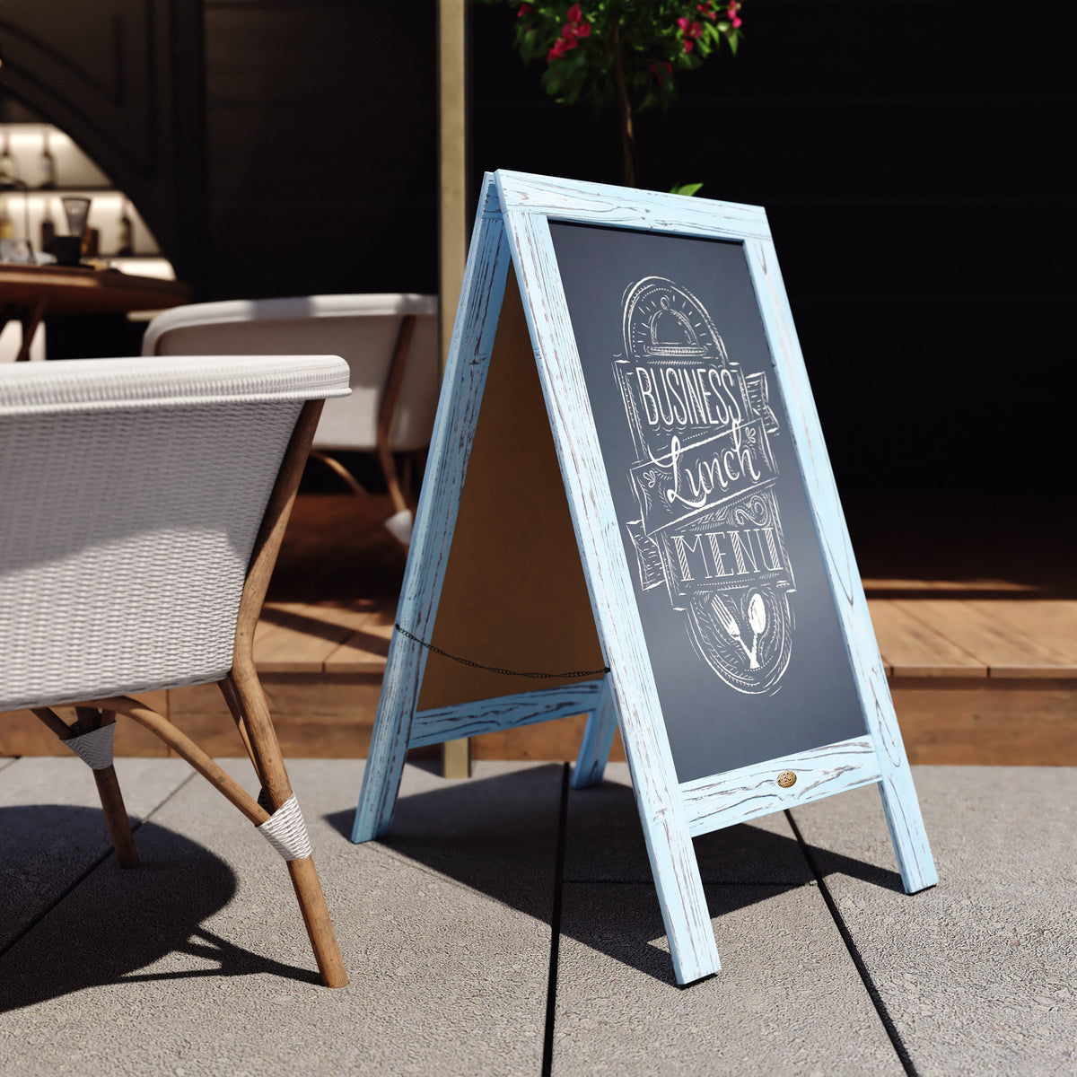 Robin Blue,40inchH x 20inchW |#| Indoor/Outdoor 40x20 Freestanding Robin Blue Wood A-Frame Magnetic Chalkboard