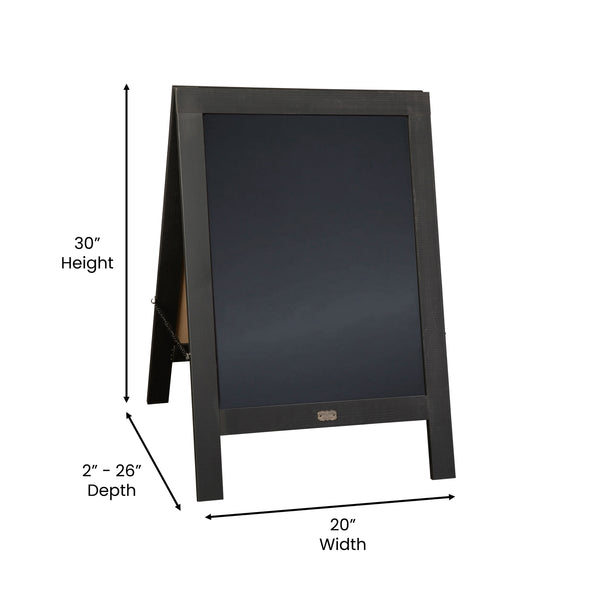 Black,30inchH x 20inchW |#| Indoor/Outdoor 30x20 Freestanding Black Wood A-Frame Magnetic Chalkboard