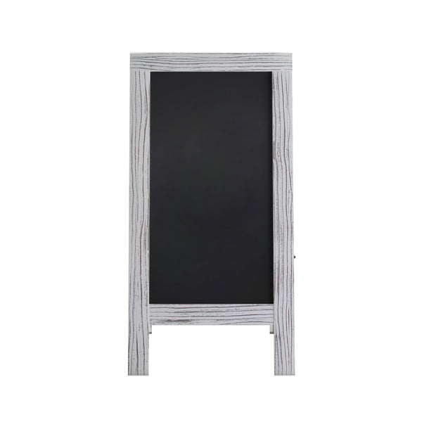 White Wash,40inchH x 20inchW |#| Indoor/Outdoor 40x20 Freestanding Whitewashed Wood A-Frame Magnetic Chalkboard