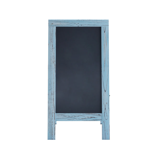 Robin Blue,40inchH x 20inchW |#| Indoor/Outdoor 40x20 Freestanding Robin Blue Wood A-Frame Magnetic Chalkboard