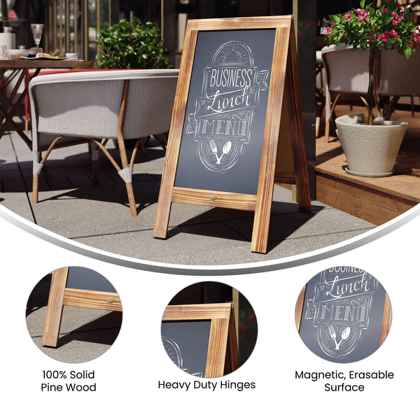 Rustic Brown,40inchH x 20inchW |#| Indoor/Outdoor 40x20 Freestanding Rustic Brown Wood A-Frame Magnetic Chalkboard