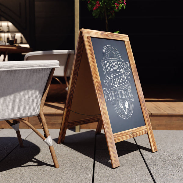 Rustic Brown,40inchH x 20inchW |#| Indoor/Outdoor 40x20 Freestanding Rustic Brown Wood A-Frame Magnetic Chalkboard