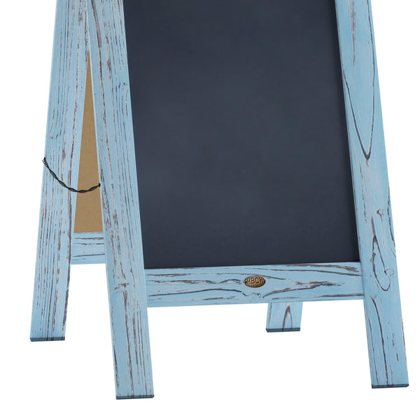 Robin Blue,40inchH x 20inchW |#| Indoor/Outdoor 40x20 Freestanding Robin Blue Wood A-Frame Magnetic Chalkboard