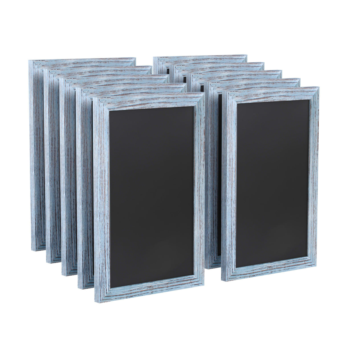 Rustic Blue |#| Set of 10 Wall Mounted Magnetic Chalkboards in Rustic Blue - 9.5inch x 14inch