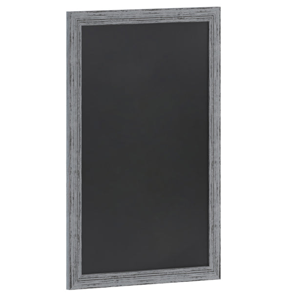 Grey,24inchW x 0.75inchD x 36inchH |#| 24inch x 36inch Wall Mounted Magnetic Chalkboard with Wooden Frame - Rustic Gray