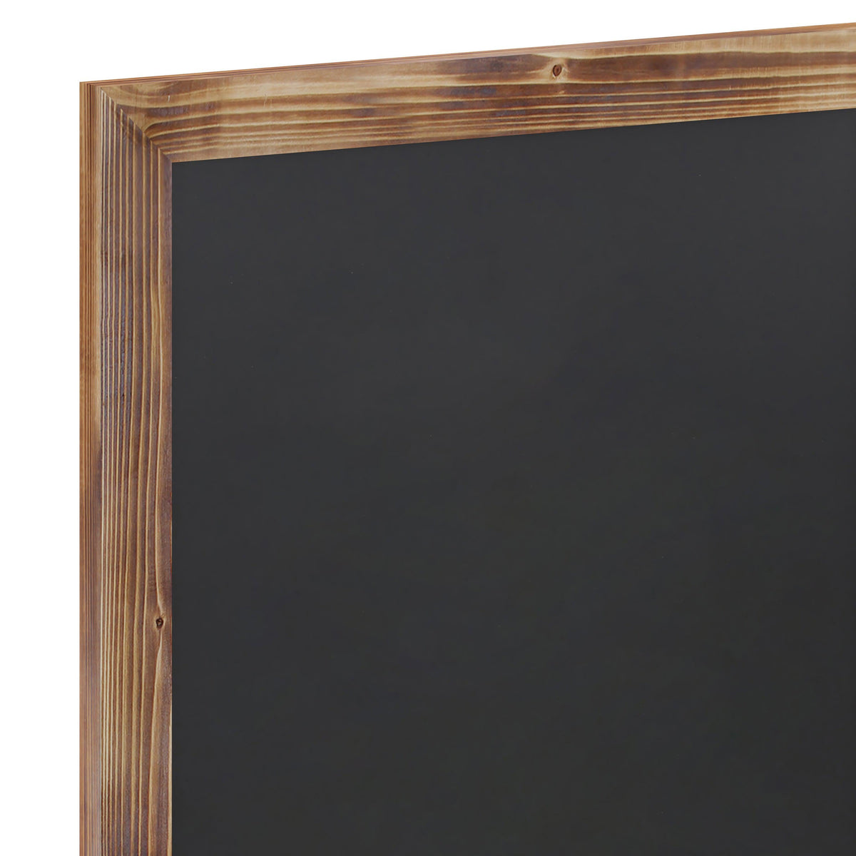 Torched Brown,18inchW x 0.75inchD x 24inchH |#| 18inch x 24inch Wall Mounted Magnetic Chalkboard with Wooden Frame - Torched Wood