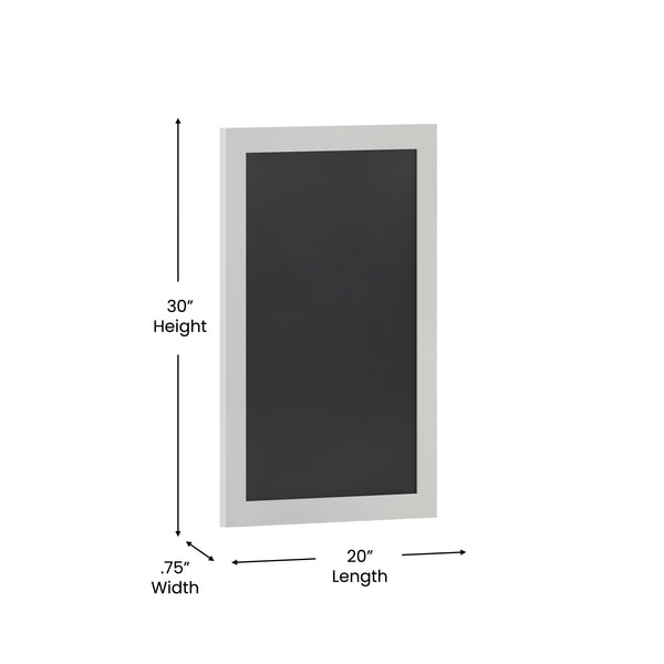 Solid White,20inchW x 0.75inchD x 30inchH |#| 20inch x 30inch Wall Mounted Magnetic Chalkboard with Wooden Frame -White