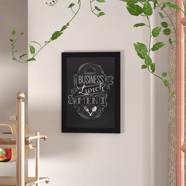 Black,18inchW x 0.75inchD x 24inchH |#| 18inch x 24inch Wall Mounted Magnetic Chalkboard with Wooden Frame -Black