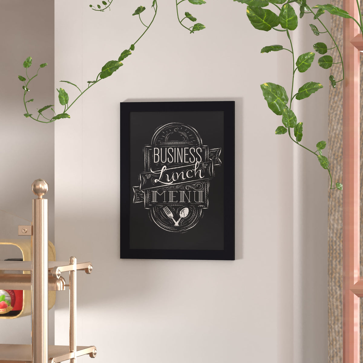 Black,18inchW x 0.75inchD x 24inchH |#| 18inch x 24inch Wall Mounted Magnetic Chalkboard with Wooden Frame -Black