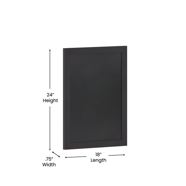 Black,18inchW x 0.75inchD x 24inchH |#| 18inch x 24inch Wall Mounted Magnetic Chalkboard with Wooden Frame -Black