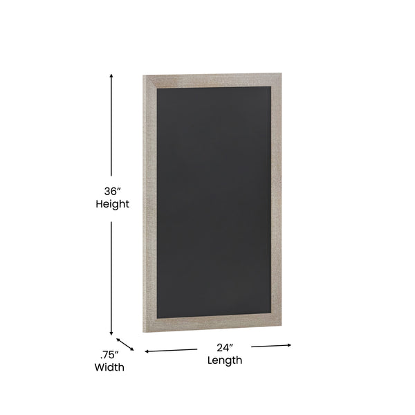 Weathered Brown,24inchW x 0.75inchD x 36inchH |#| 24inch x 36inch Wall Mounted Magnetic Chalkboard with Wooden Frame -Weathered