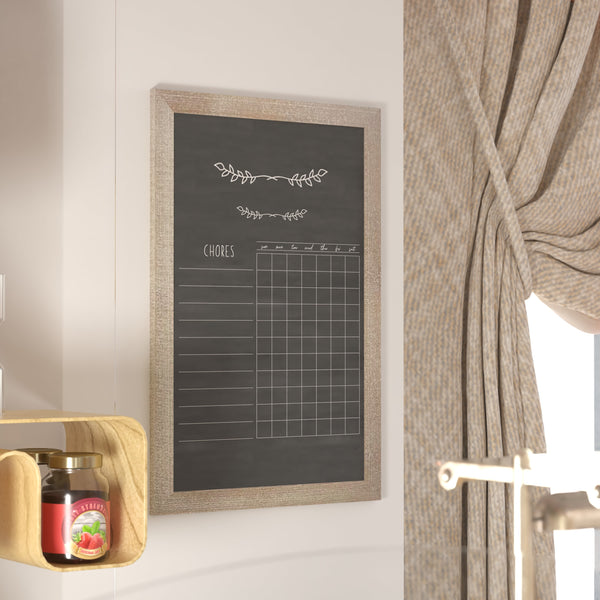 Weathered Brown,24inchW x 0.75inchD x 36inchH |#| 24inch x 36inch Wall Mounted Magnetic Chalkboard with Wooden Frame -Weathered