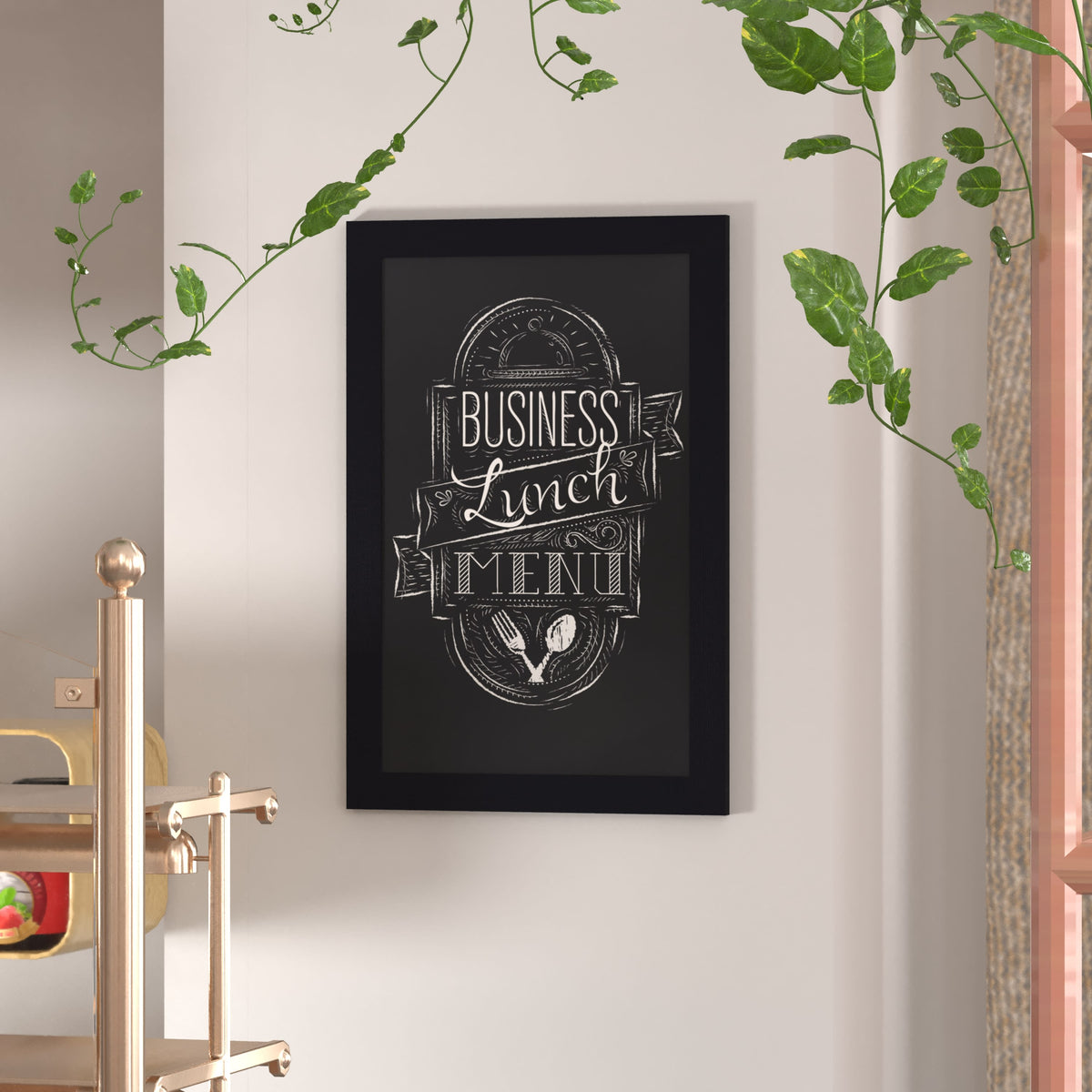 Black,20inchW x 0.75inchD x 30inchH |#| 20inch x 30inch Wall Mounted Magnetic Chalkboard with Wooden Frame -Black