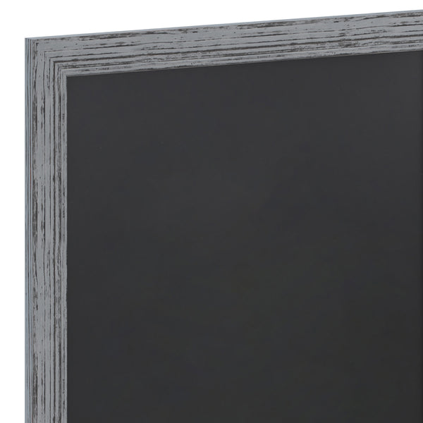 Grey,20inchW x 0.75inchD x 30inchH |#| 20inch x 30inch Wall Mounted Magnetic Chalkboard with Wooden Frame - Rustic Gray