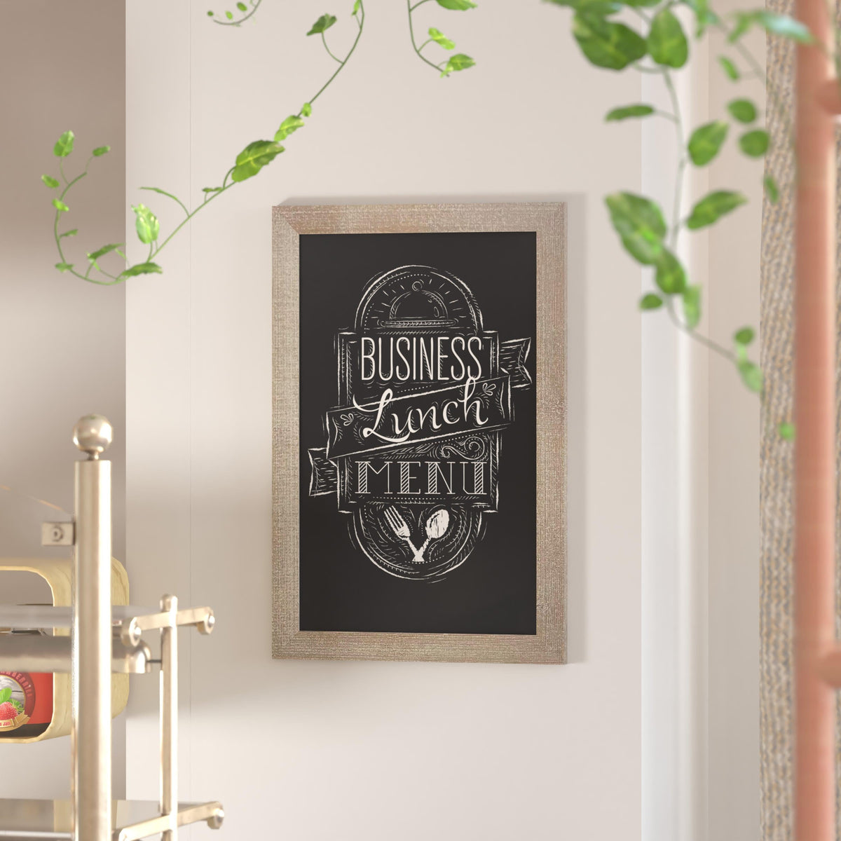 Weathered Brown,20inchW x 0.75inchD x 30inchH |#| 20inch x 30inch Wall Mounted Magnetic Chalkboard with Wooden Frame -Weathered