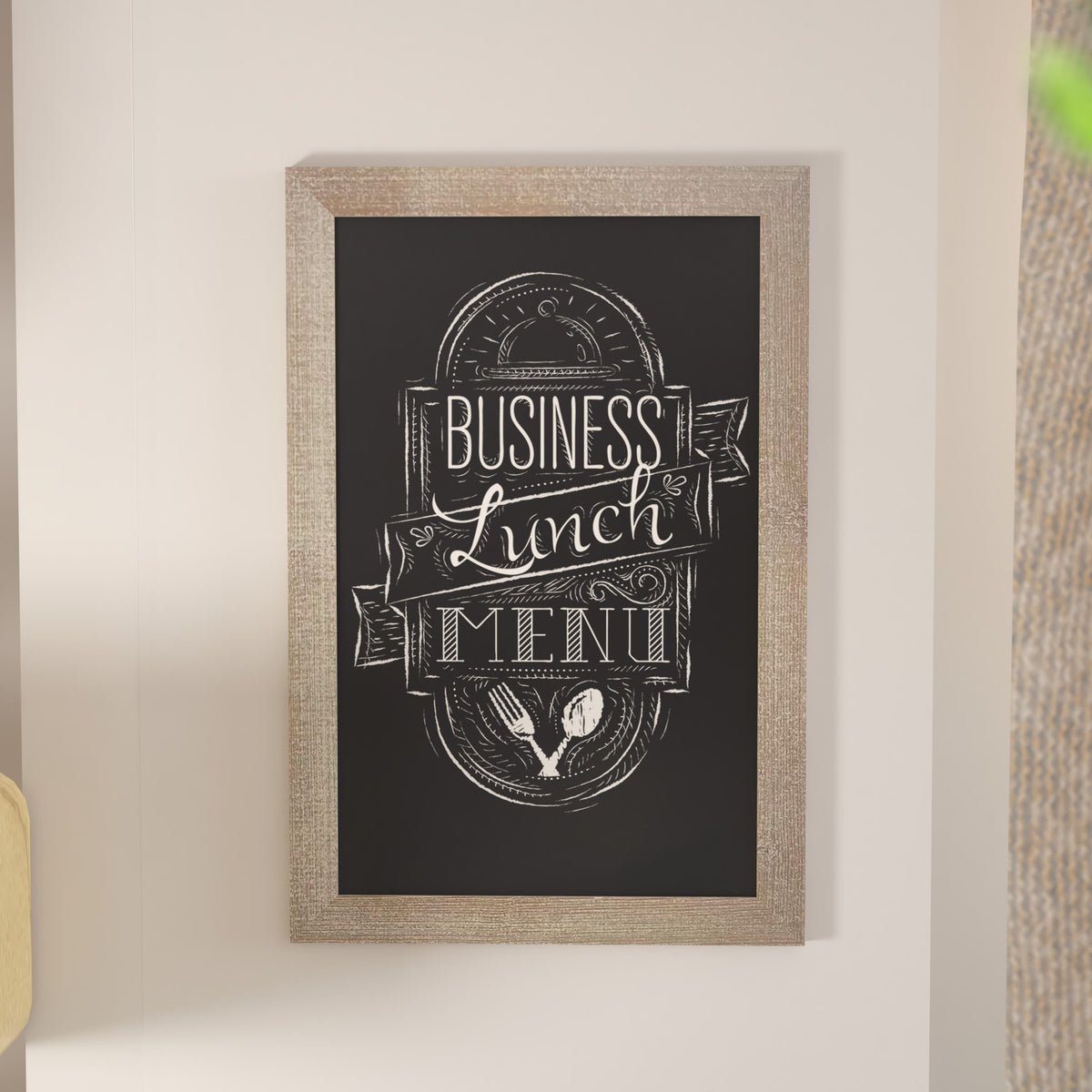 Weathered Brown,20inchW x 0.75inchD x 30inchH |#| 20inch x 30inch Wall Mounted Magnetic Chalkboard with Wooden Frame -Weathered