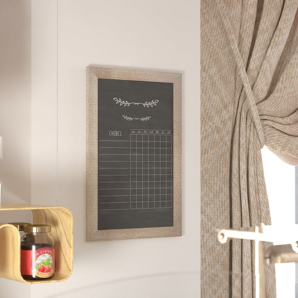 Weathered Brown,20inchW x 0.75inchD x 30inchH |#| 20inch x 30inch Wall Mounted Magnetic Chalkboard with Wooden Frame -Weathered