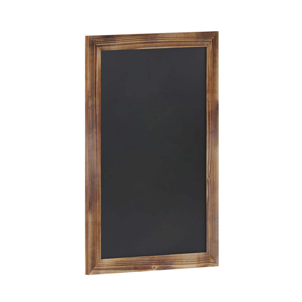 Torched Brown,20inchW x 0.75inchD x 30inchH |#| 20inch x 30inch Wall Mounted Magnetic Chalkboard with Wooden Frame - Torched Wood