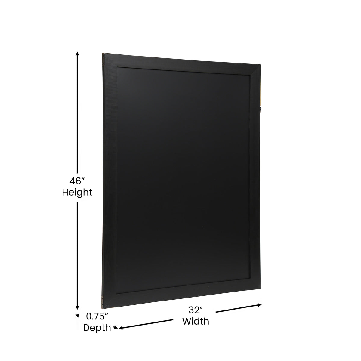 Black,32inchW x 46inchL |#| 32inch x 46inch Wall Mounted Magnetic Chalkboard with Wooden Frame - Black