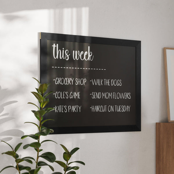 Black,32inchW x 46inchL |#| 32inch x 46inch Wall Mounted Magnetic Chalkboard with Wooden Frame - Black