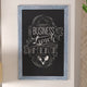 Blue,24inchW x 0.75inchD x 36inchH |#| 24inch x 36inch Wall Mounted Magnetic Chalkboard with Wooden Frame - Rustic Blue