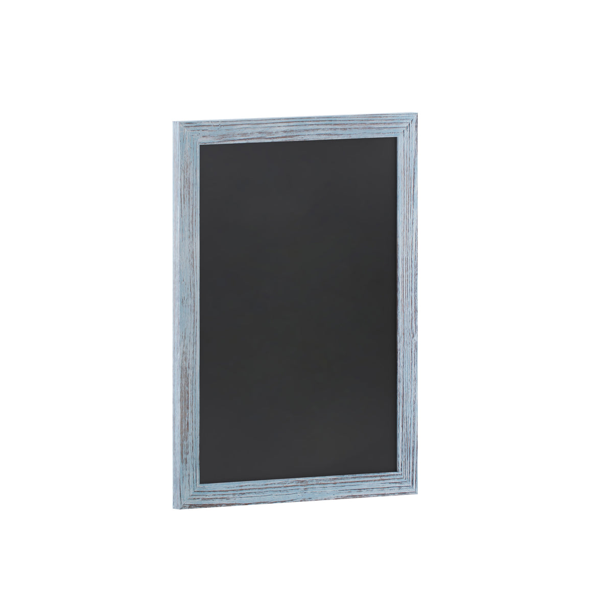 Rustic Blue,18inchW x 0.75inchD x 24inchH |#| 18inch x 24inch Wall Mounted Magnetic Chalkboard with Wooden Frame - Rustic Blue