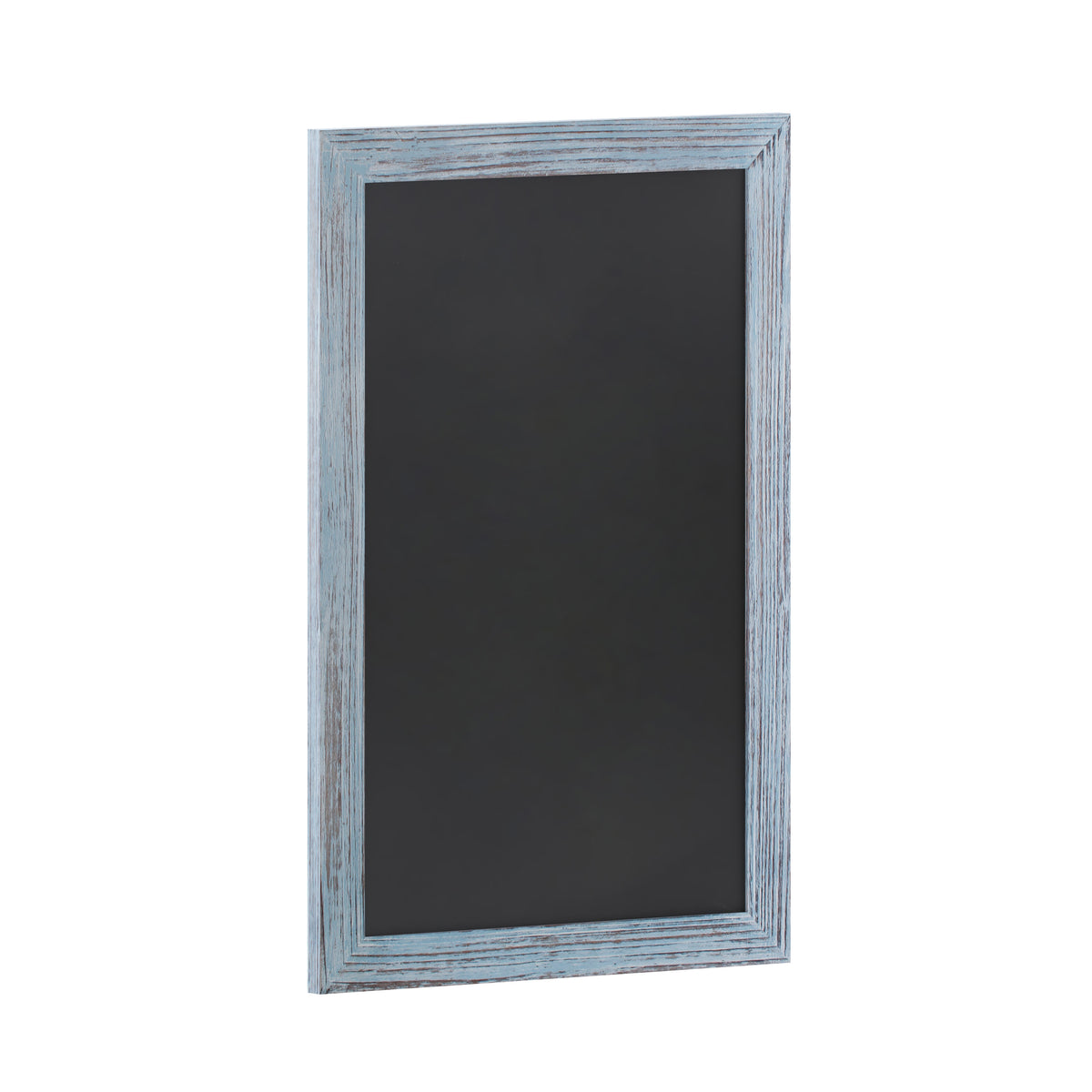 Blue,20inchW x 0.75inchD x 30inchH |#| 20inch x 30inch Wall Mounted Magnetic Chalkboard with Wooden Frame - Rustic Blue