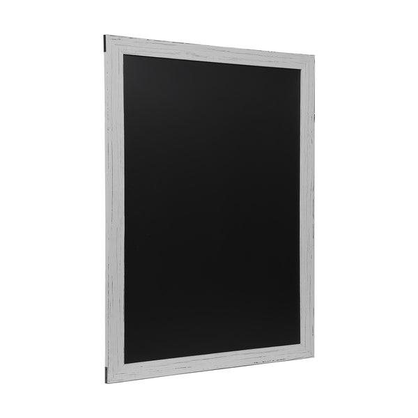 White Washed,32inchW x 46inchL |#| 32inch x 46inch Wall Mounted Magnetic Chalkboard with Wooden Frame - Whitewash