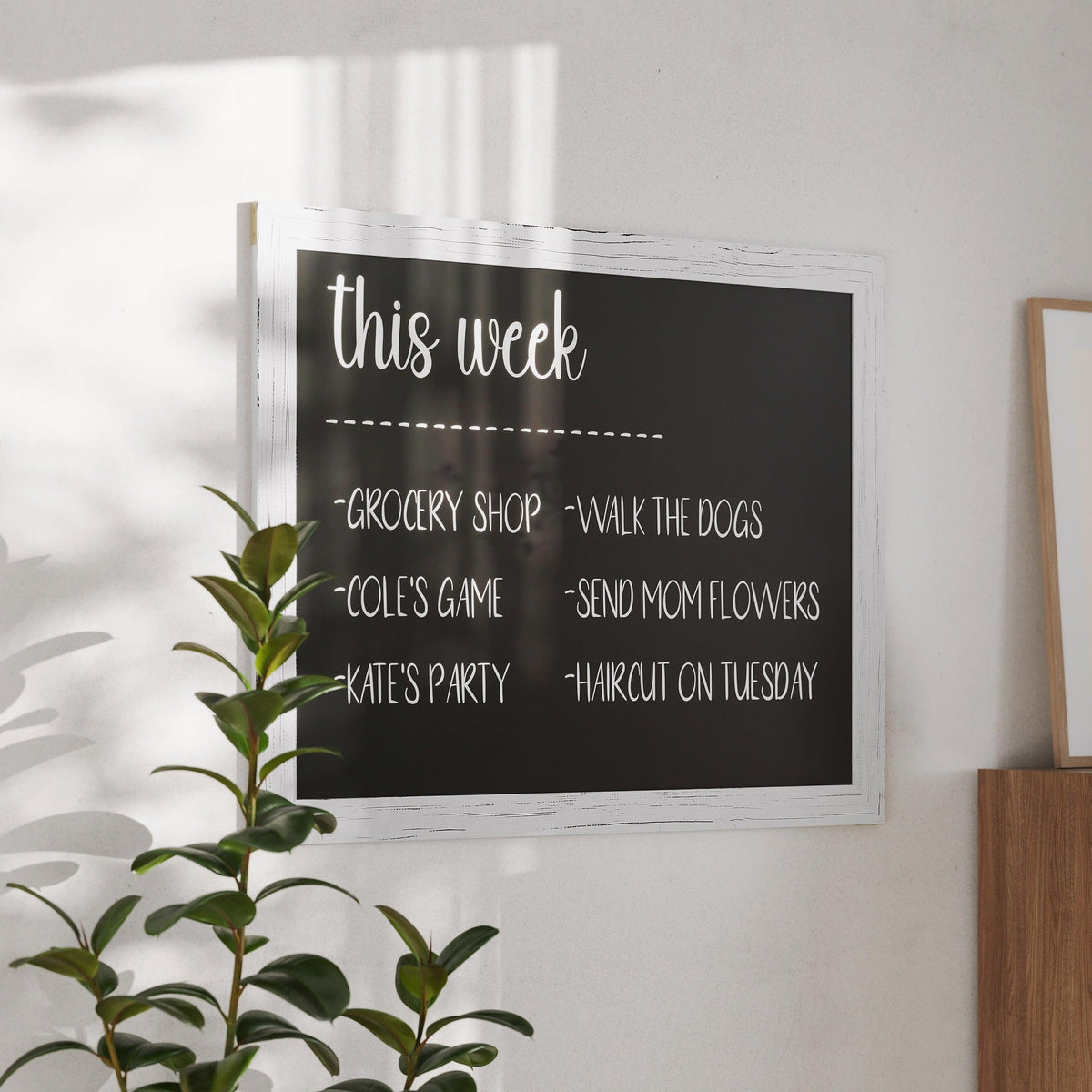 White Washed,32inchW x 46inchL |#| 32inch x 46inch Wall Mounted Magnetic Chalkboard with Wooden Frame - Whitewash