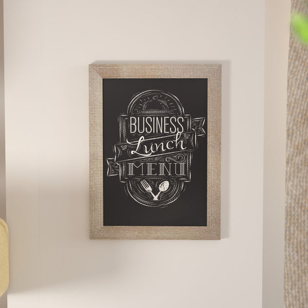 Weathered Brown,18inchW x 0.75inchD x 24inchH |#| 18inch x 24inch Wall Mounted Magnetic Chalkboard with Wooden Frame -Weathered