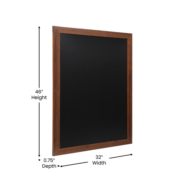 Torched Brown,32inchW x 46inchL |#| 32inch x 46inch Wall Mounted Magnetic Chalkboard with Wooden Frame - Torched Brown