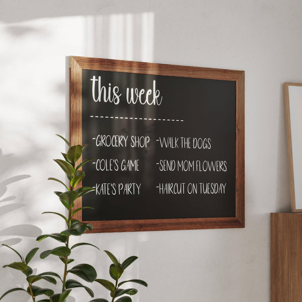 Torched Brown,32inchW x 46inchL |#| 32inch x 46inch Wall Mounted Magnetic Chalkboard with Wooden Frame - Torched Brown