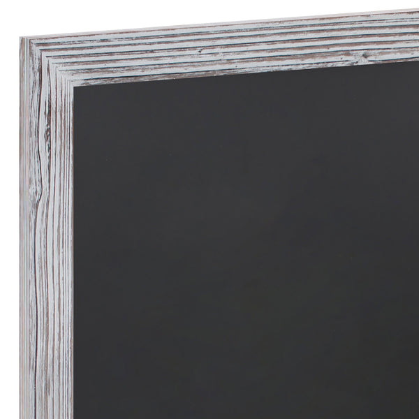 Grey,24inchW x 0.75inchD x 36inchH |#| 24inch x 36inch Wall Mounted Magnetic Chalkboard with Wooden Frame - Rustic Gray