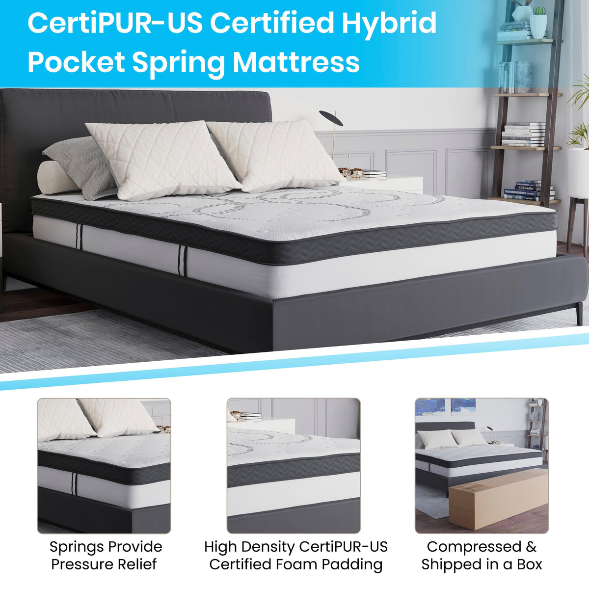 Queen |#| 10inch Hybrid Pocket Spring Mattress, Queen Mattress in a Box - Premium Mattress