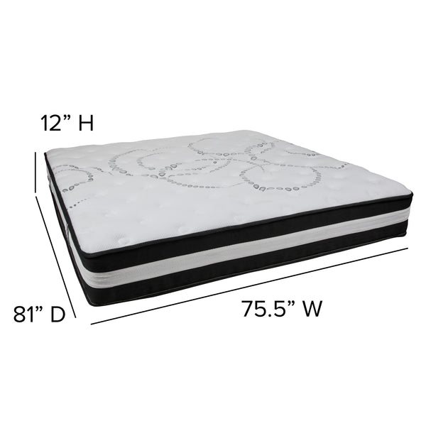 King |#| King 12inch Mattress & Gel Memory Foam Topper Bundle Set