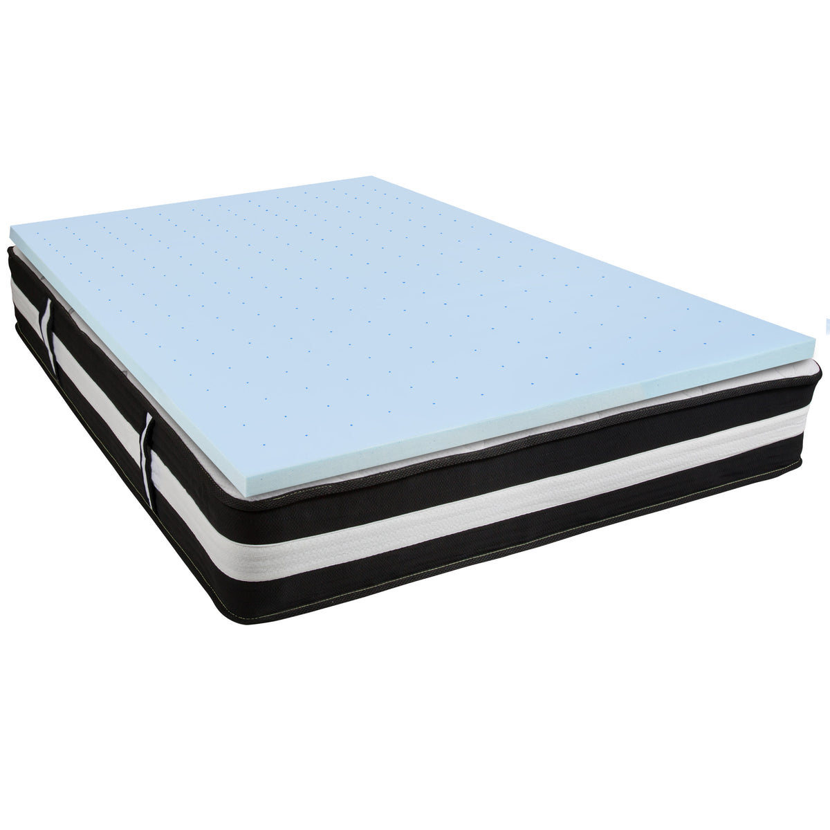 Queen |#| Queen 12inch Mattress & Gel Memory Foam Topper Bundle Set