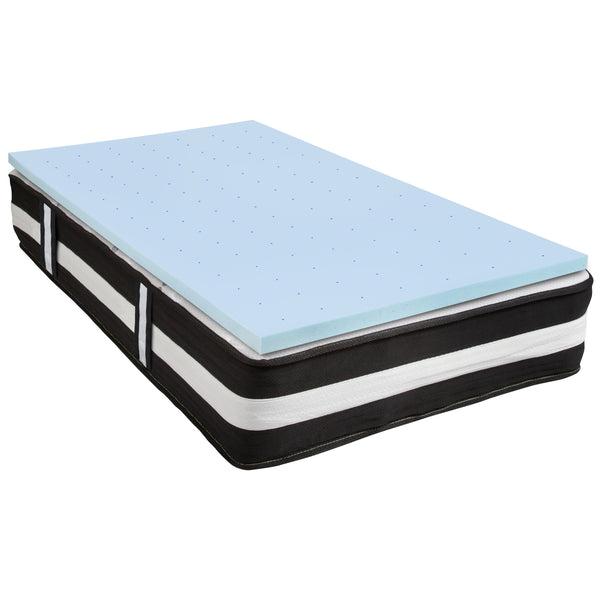 Twin |#| Twin 12inch Mattress & Gel Memory Foam Topper Bundle Set