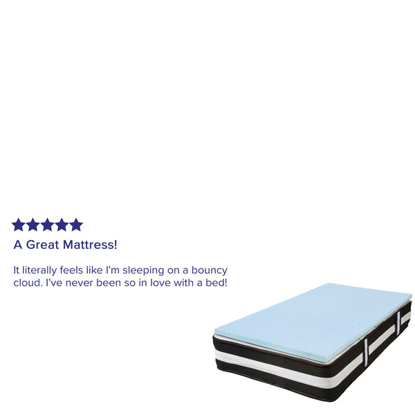 Twin |#| Twin 12inch Mattress & Gel Memory Foam Topper Bundle Set