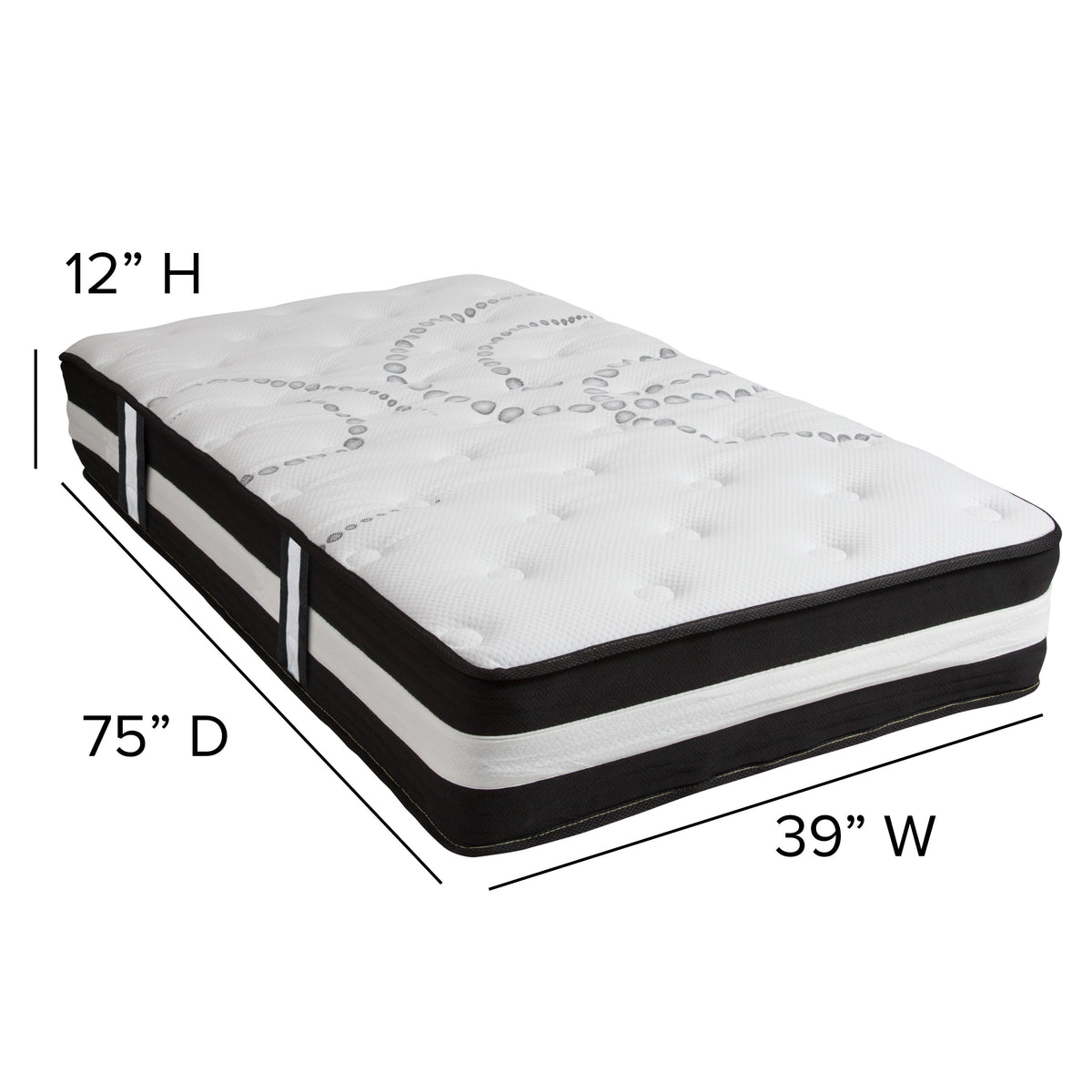 Twin |#| Twin 12inch Mattress & Gel Memory Foam Topper Bundle Set