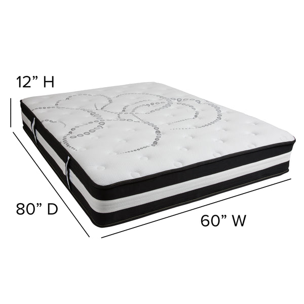 Queen |#| Queen 12inch Mattress & Gel Memory Foam Topper Bundle Set