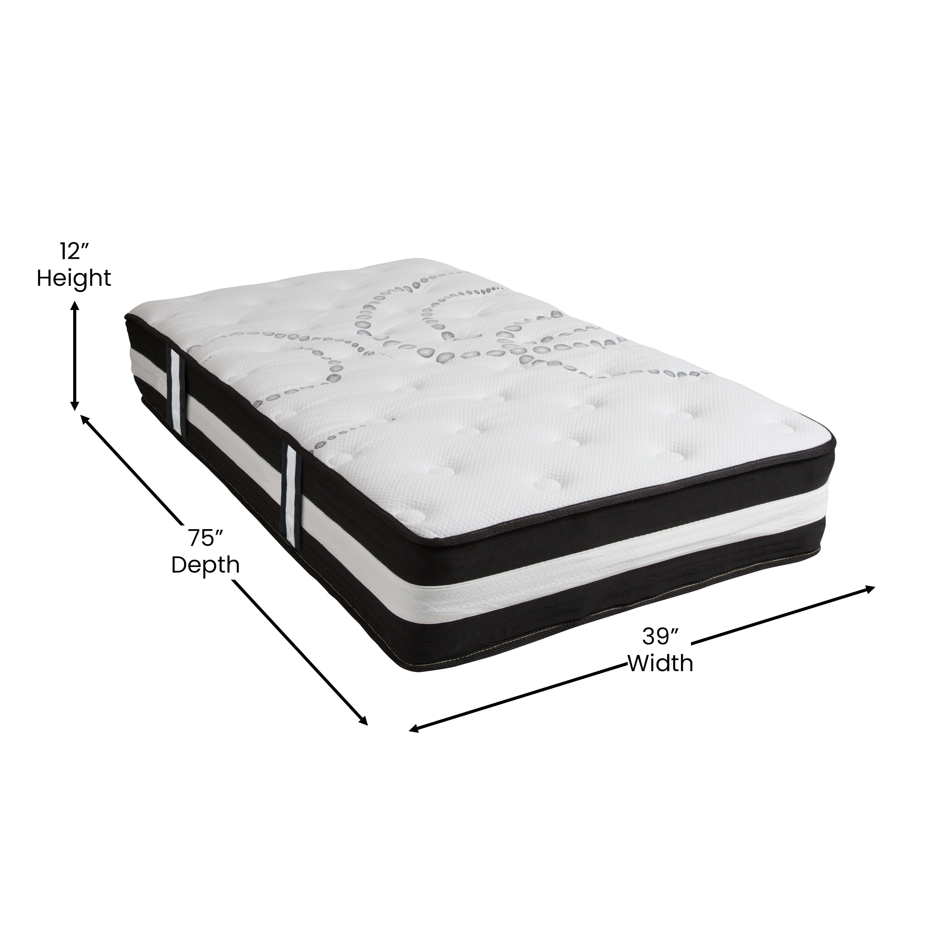 12 Inch Hybrid Pocket Mattress CL-E230P-R- – BizChair